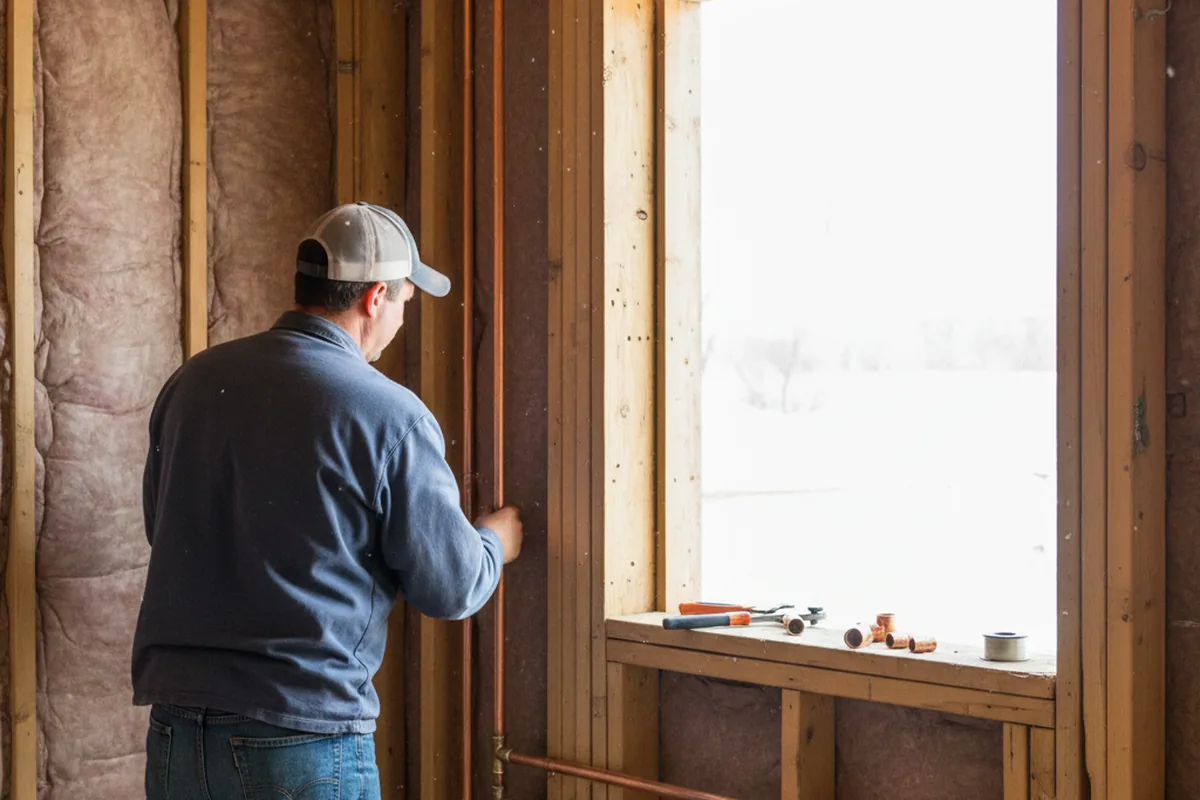 Licensed plumber running new copper supply lines in a Craigsville home