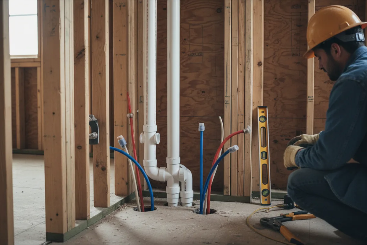 Drain and supply rough-in during Sump Pump Repair in Craigsville