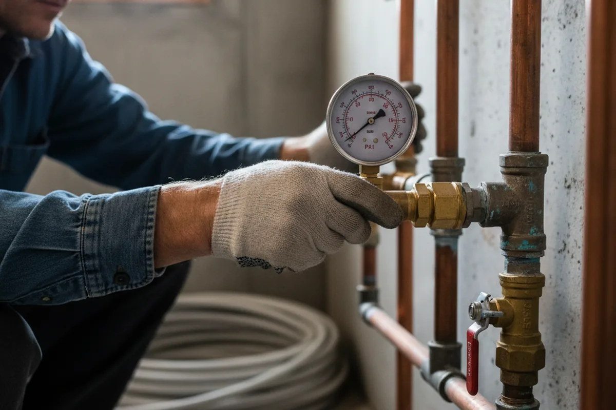 Pressure testing a repaired line during Water Line Repair in Craigsville